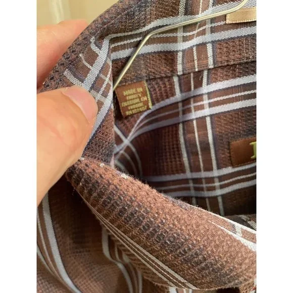 Roar Shirt Mens Xl Brown Button Up Long Sleeve Striped Club Y2K - Picture 7 of 10